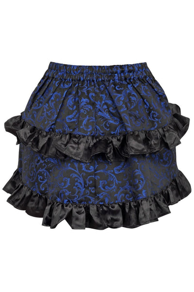 Blue/Black Brocade Ruched Bustle Skirt - Daisy Corsets