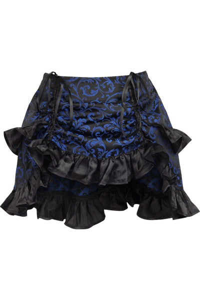 Blue/Black Brocade Ruched Bustle Skirt - Daisy Corsets