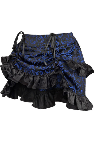 Blue/Black Brocade Ruched Bustle Skirt - Daisy Corsets