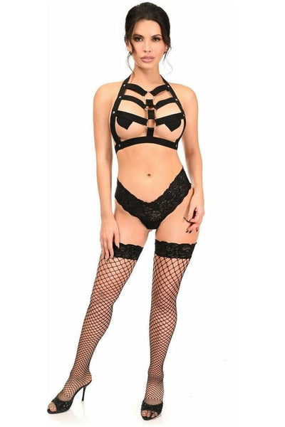 BOXED Black Stretchy Body Harness w/Silver Hardware - Daisy Corsets