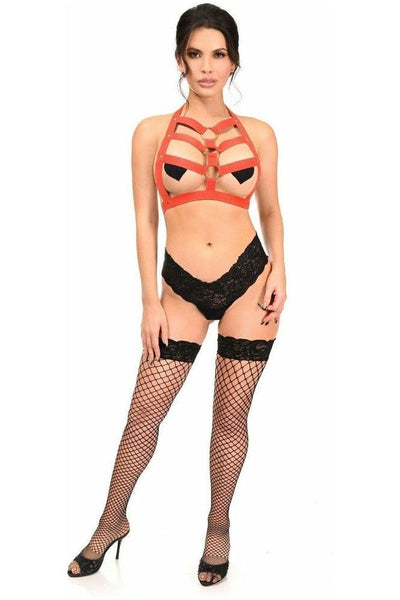 BOXED Red Stretchy Body Harness w/Gold Hardware - Daisy Corsets