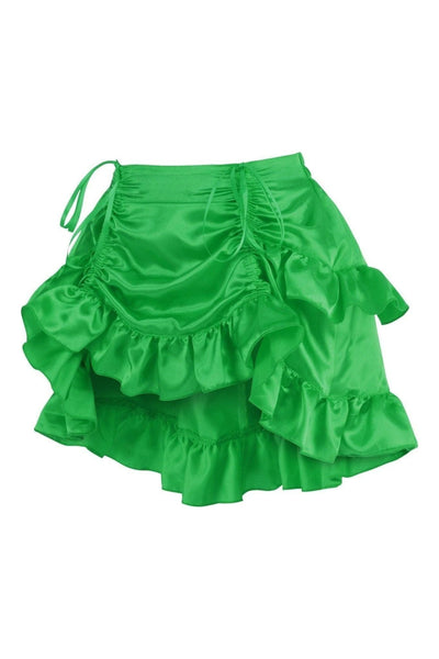 Green Satin Ruched Bustle Skirt - Daisy Corsets