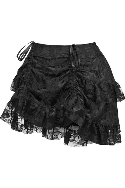 Lavish 2 PC Lt Pink Brocade Corset & Black Lace Skirt Set - Daisy Corsets