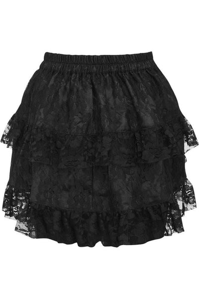 Lavish 2 PC Lt Pink Brocade Corset & Black Lace Skirt Set - Daisy Corsets