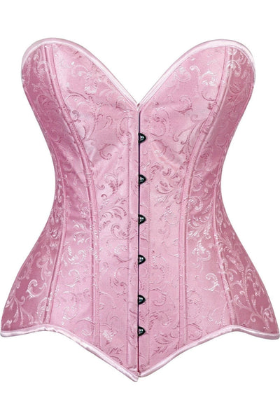 Lavish 2 PC Lt Pink Brocade Corset & Black Lace Skirt Set - Daisy Corsets