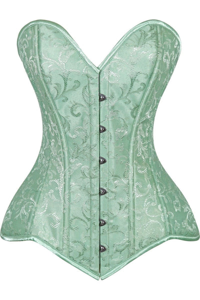 Lavish 2 PC Mint Green Brocade Corset & Denim Skirt Set - Daisy Corsets