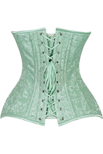 Lavish 2 PC Mint Green Brocade Corset & Denim Skirt Set - Daisy Corsets