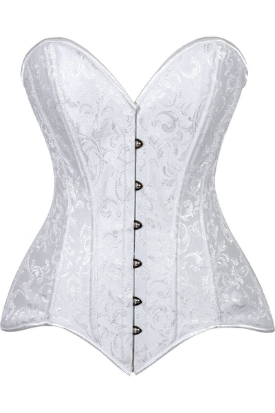 Lavish 2 PC White Brocade Corset & Denim Skirt Set - Daisy Corsets