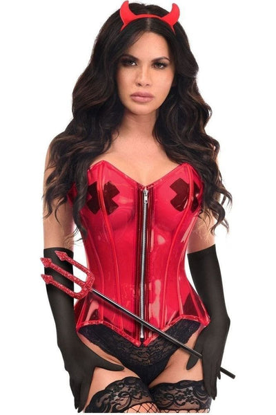Lavish 4 PC Clear Red Sexy Devil Corset Costume - Daisy Corsets
