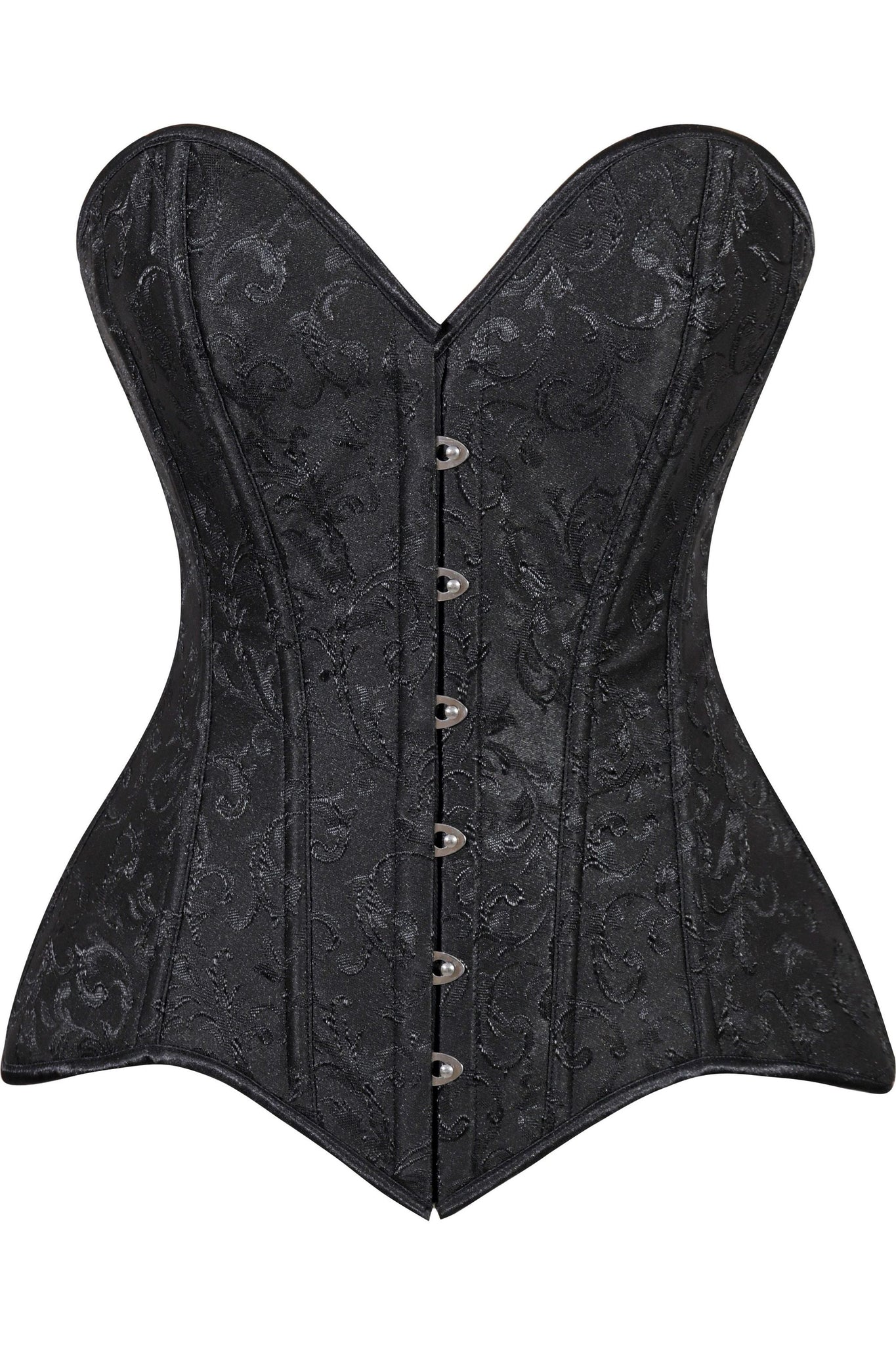 Lavish Black Brocade Overbust Corset W/Busk Closure - Daisy Corsets