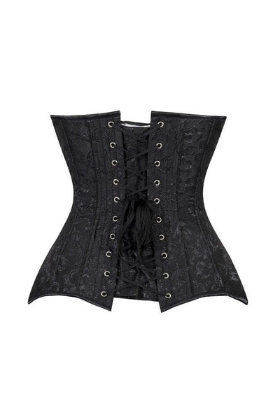 Lavish Black Brocade Overbust Corset W/Busk Closure - Daisy Corsets