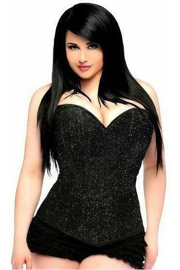 Lavish Black Glitter Side Zipper Corset - Daisy Corsets