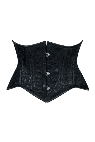 Lavish Black Lace Mini Cincher Underbust Corset Waist Cincher Busk Closure - Daisy Corsets