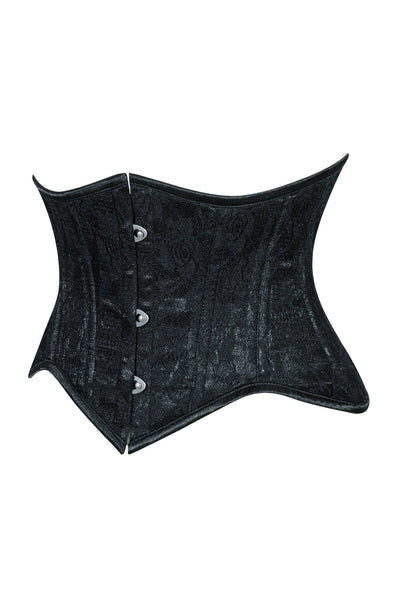 Lavish Black Lace Mini Cincher Underbust Corset Waist Cincher Busk Closure - Daisy Corsets