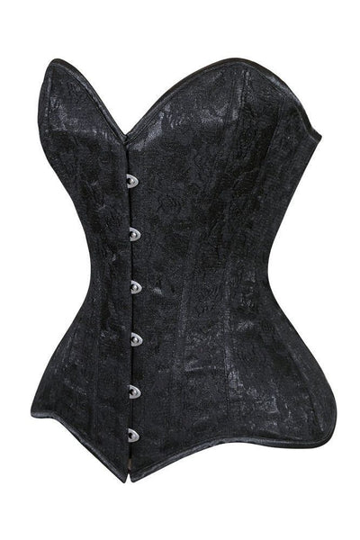 Lavish Black Lace Overbust Corset Sweetheart Neckline Busk Closure - Daisy Corsets