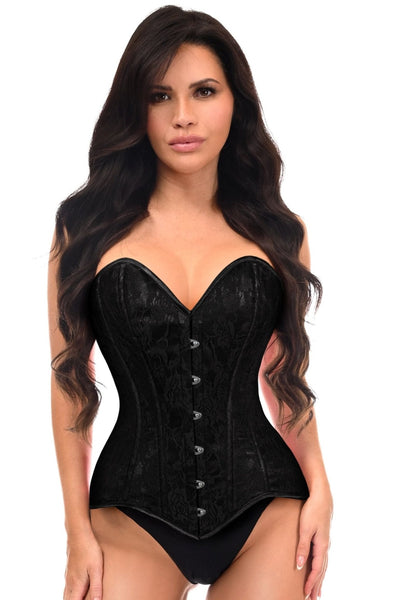 Lavish Black Lace Overbust Corset Sweetheart Neckline Busk Closure - Daisy Corsets