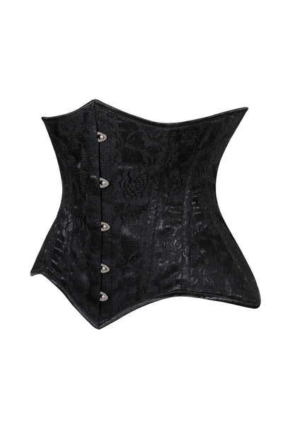 Lavish Black Lace Underbust Corset Waist Cincher Busk Closure - Daisy Corsets