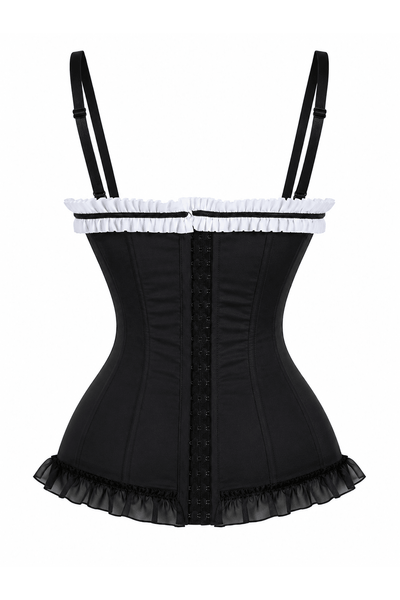 Lavish Black & White Stretch Lycra Bustier Corset with Underwire Cups - Daisy Corsets