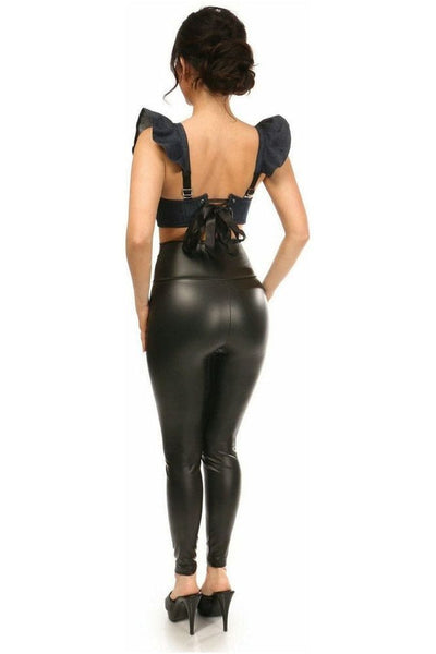 Lavish Blue Denim Underwire Bustier Top w/Removable Ruffle Sleeves - Daisy Corsets