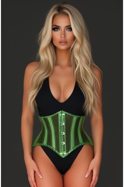 Lavish Clear Green Curvy Cut Mini Cincher Corset - Daisy Corsets