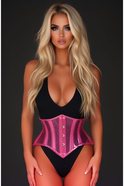 Lavish Clear Pink Curvy Cut Mini Cincher Corset - Daisy Corsets