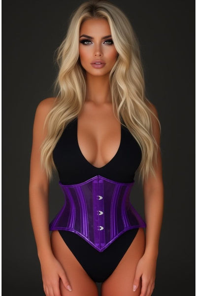 Lavish Clear Purple Curvy Cut Mini Cincher Corset - Daisy Corsets