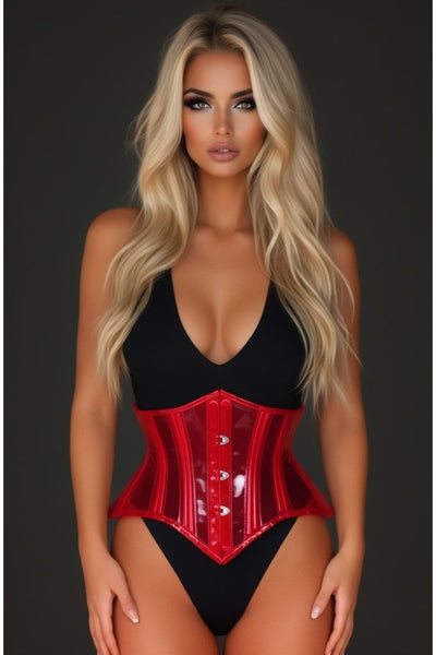 Lavish Clear Red Curvy Cut Mini Cincher Corset - Daisy Corsets