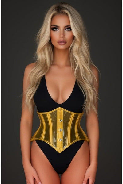 Lavish Clear Yellow Curvy Cut Mini Cincher Corset - Daisy Corsets