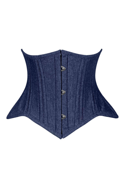 Lavish Dark Denim Mini Waist Cincher Underbust Corset Top - Daisy Corsets