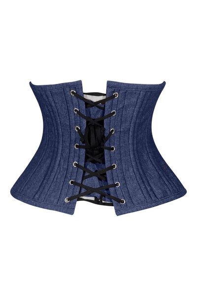 Lavish Dark Denim Mini Waist Cincher Underbust Corset Top - Daisy Corsets
