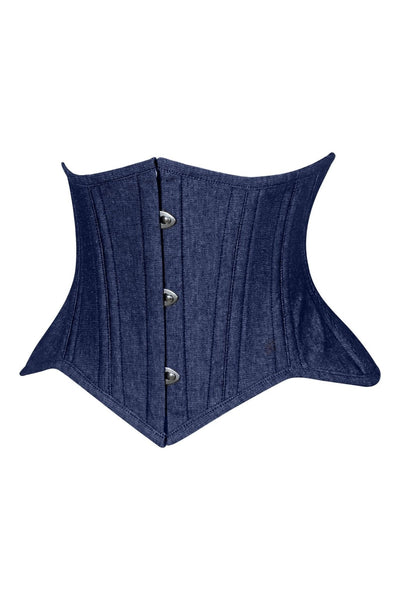 Lavish Dark Denim Mini Waist Cincher Underbust Corset Top - Daisy Corsets