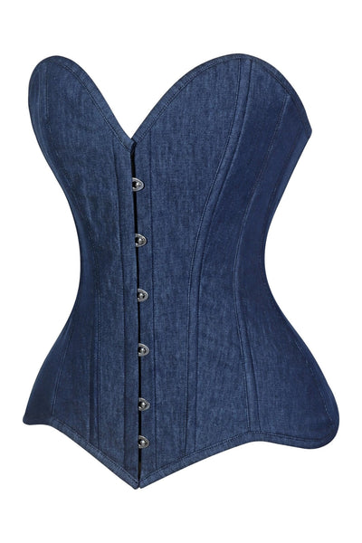 Lavish Dark Denim Overbust Corset Top - Daisy Corsets
