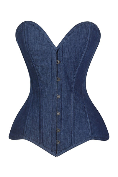 Lavish Dark Denim Overbust Corset Top - Daisy Corsets