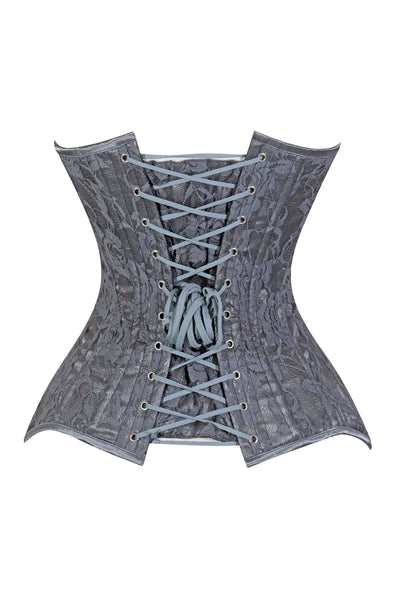 Lavish Dark Grey Lace Overbust Corset Sweetheart Neckline Busk Closure - Daisy Corsets