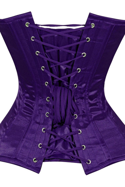 Lavish Dark Purple Satin Overbust Corset Sweetheart Neckline Busk Closure - Daisy Corsets