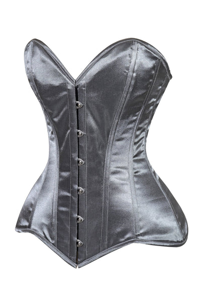 Lavish Dark Silver Overbust Corset Sweetheart Neckline Busk Closure - Daisy Corsets