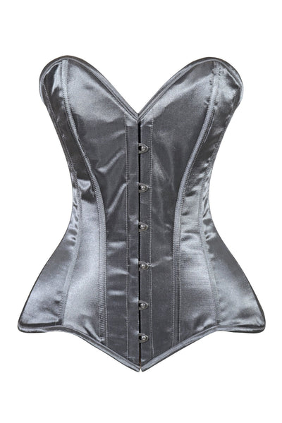 Lavish Dark Silver Overbust Corset Sweetheart Neckline Busk Closure - Daisy Corsets