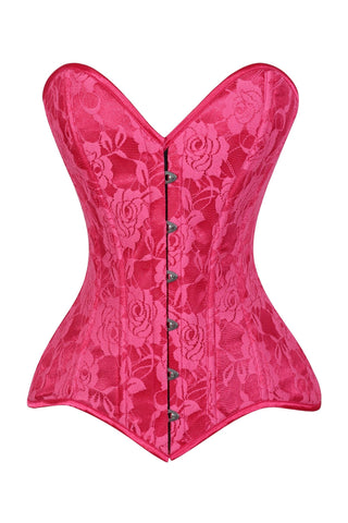 Lavish Fuchsia Lace Overbust Corset Sweetheart Neckline Busk Closure - Daisy Corsets