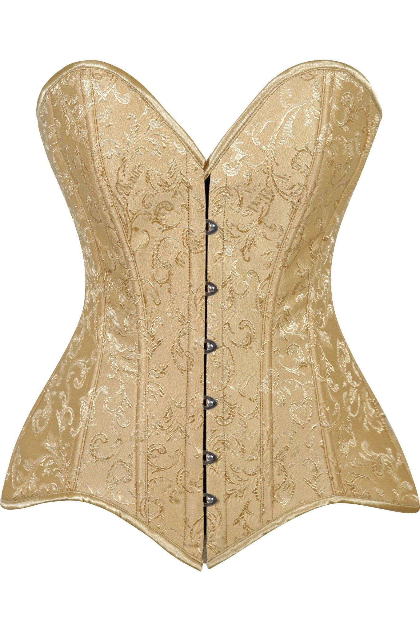 Lavish Gold Brocade Overbust Corset W/Busk Closure - Daisy Corsets