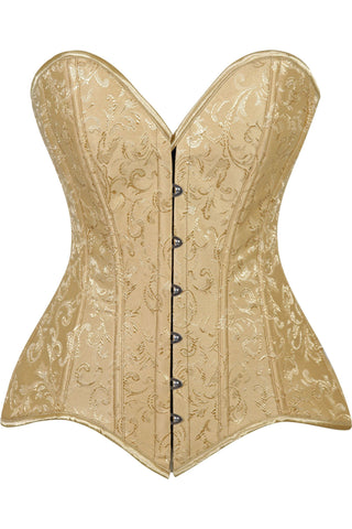 Lavish Gold Brocade Overbust Corset W/Busk Closure - Daisy Corsets