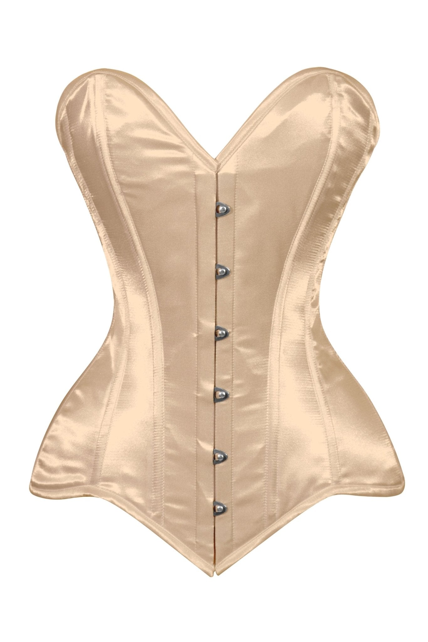 Lavish Gold Satin Overbust Corset Sweetheart Neckline Busk Closure - Daisy Corsets