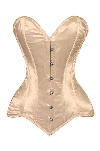 Lavish Gold Satin Overbust Corset Sweetheart Neckline Busk Closure - Daisy Corsets