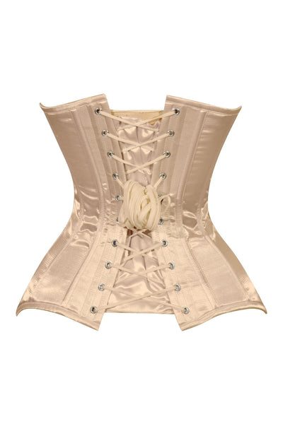 Lavish Gold Satin Overbust Corset Sweetheart Neckline Busk Closure - Daisy Corsets