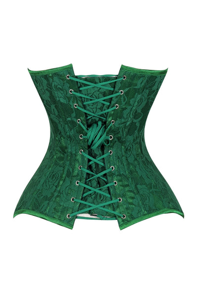 Lavish Green Lace Overbust Corset Sweetheart Neckline Busk Closure - Daisy Corsets