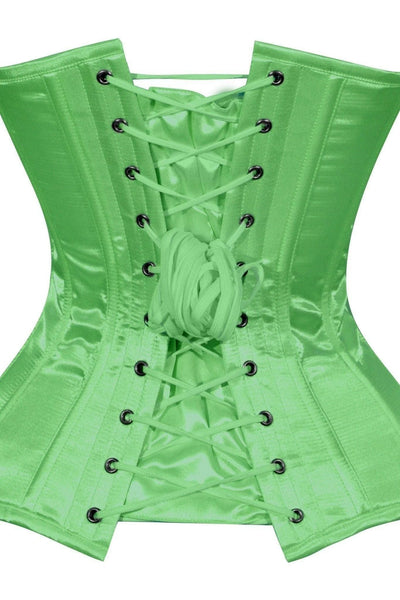 Lavish Green Satin Overbust Corset Sweetheart Neckline Busk Closure - Daisy Corsets