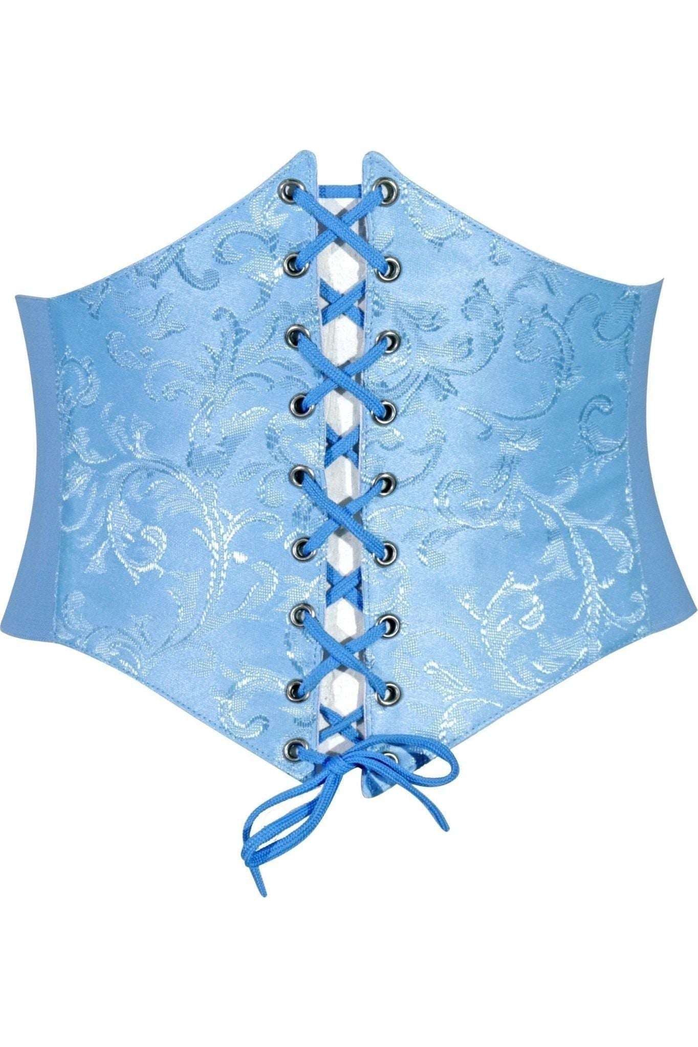 Lavish Lt Blue Brocade Corset Belt Cincher - Daisy Corsets