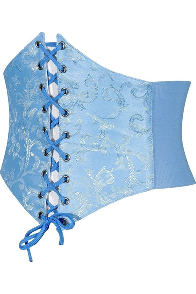 Lavish Lt Blue Brocade Corset Belt Cincher - Daisy Corsets