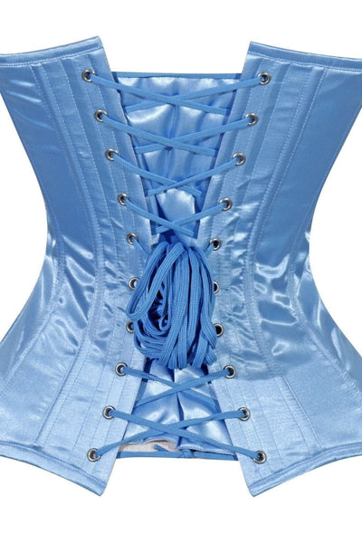 Lavish Lt Blue Satin Overbust Corset Sweetheart Neckline Busk Closure - Daisy Corsets