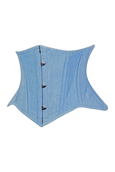 Lavish Lt Denim Mini Waist Cincher Underbust Corset Top - Daisy Corsets