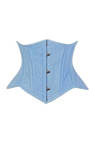 Lavish Lt Denim Mini Waist Cincher Underbust Corset Top - Daisy Corsets